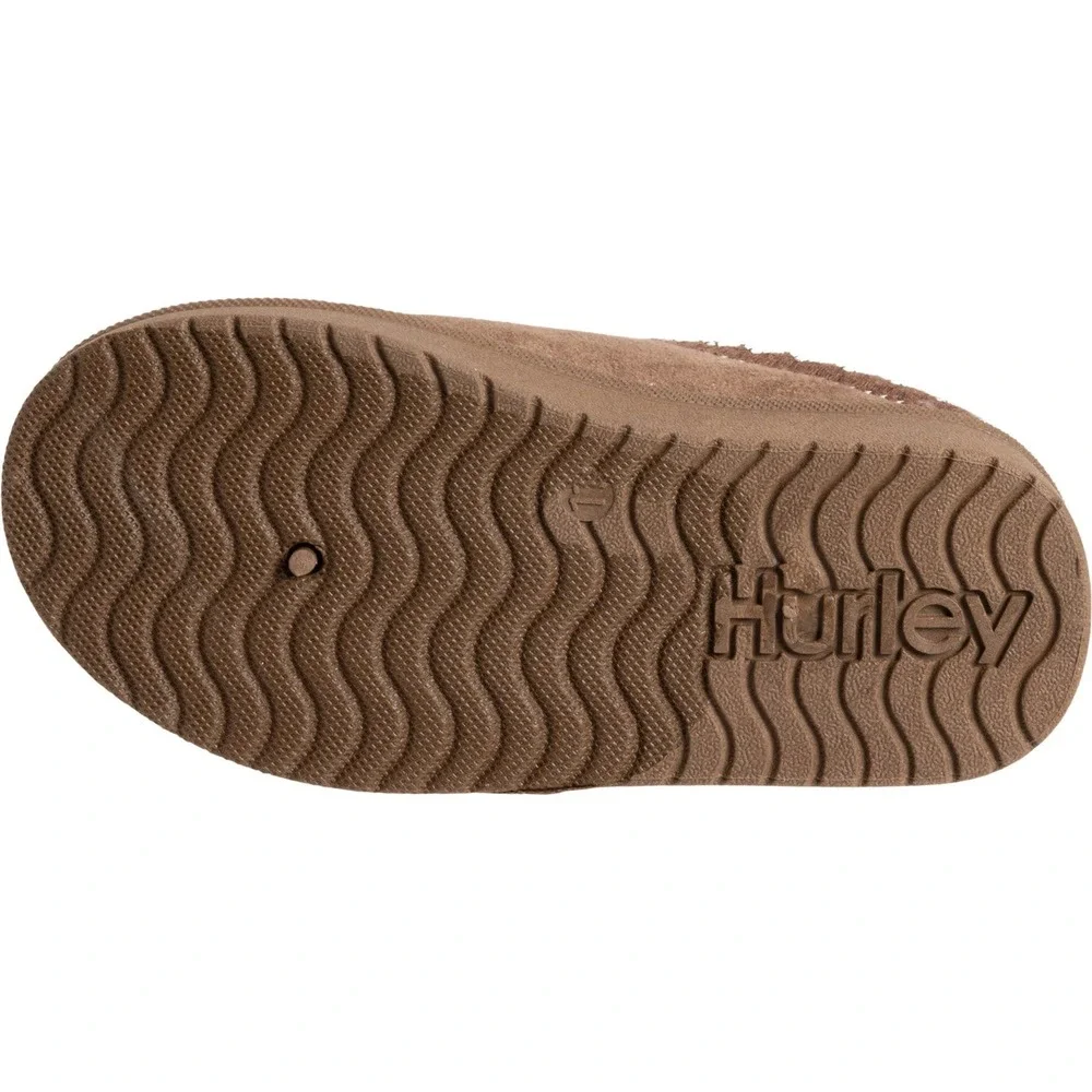 Hurley Toddler 6 Chestnut Brown Faux Suede Slippers Faux Fur Lining Slip Ons
